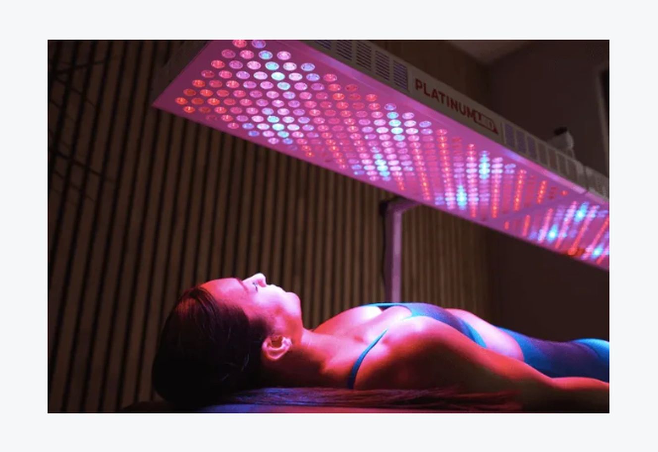 Red light therapy LED panel session at RVA Revitalize